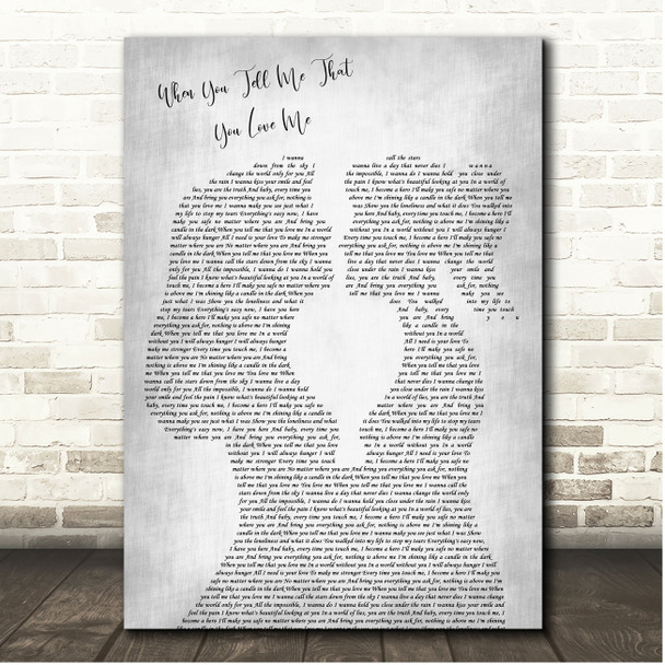 Westlife When You Tell Me That You Love Me Grey Lesbian Plain Couple Song Lyric Print
