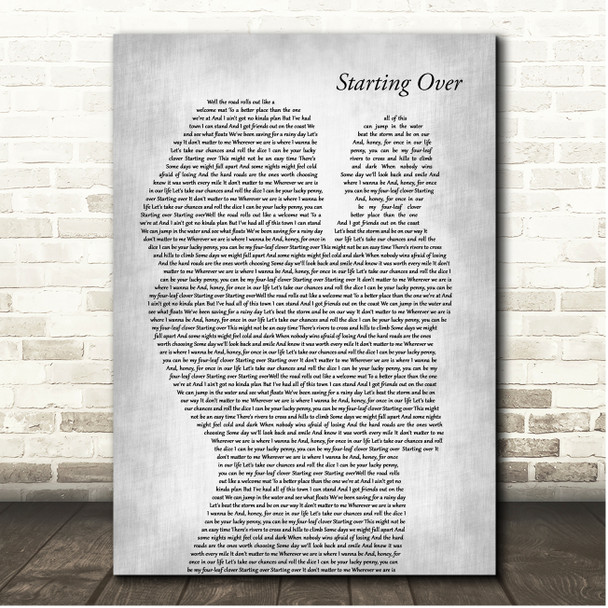 Chris Stapleton Starting Over Mother & Baby Grey Song Lyric Print