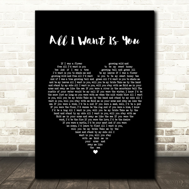 Barry Louis Polisar All I Want Is You Black Heart Song Lyric Print