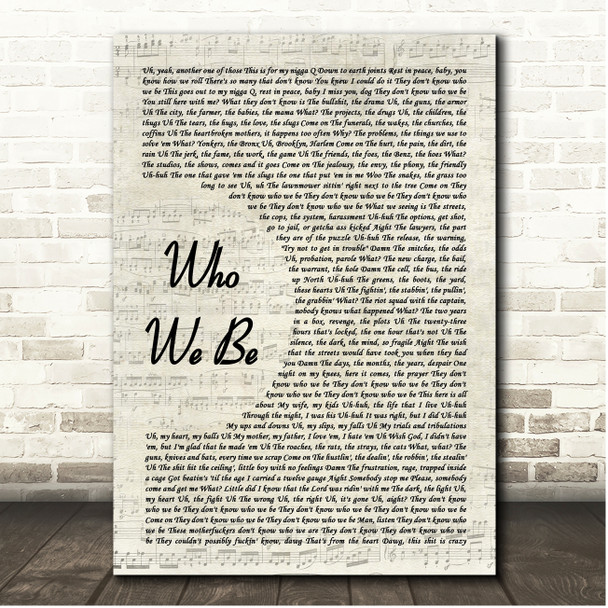 DMX Who We Be Vintage Script Song Lyric Print