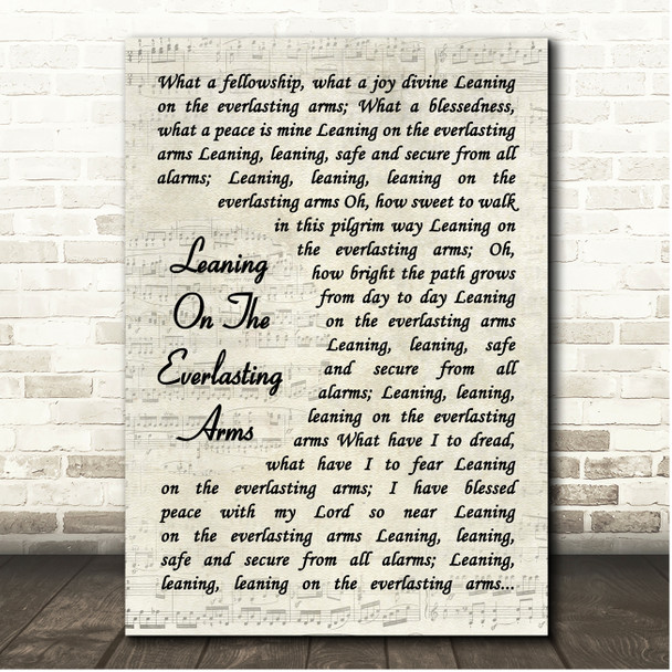 George Jones Leaning On The Everlasting Arms Vintage Script Song Lyric Print
