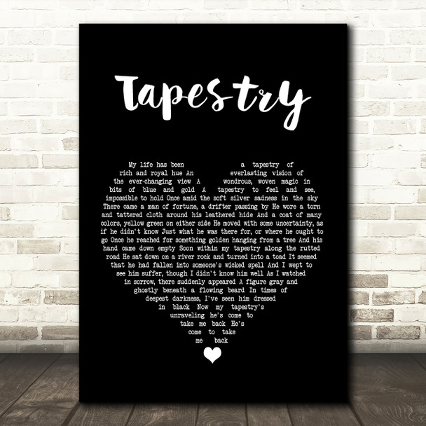 Carole King Tapestry Black Heart Song Lyric Print