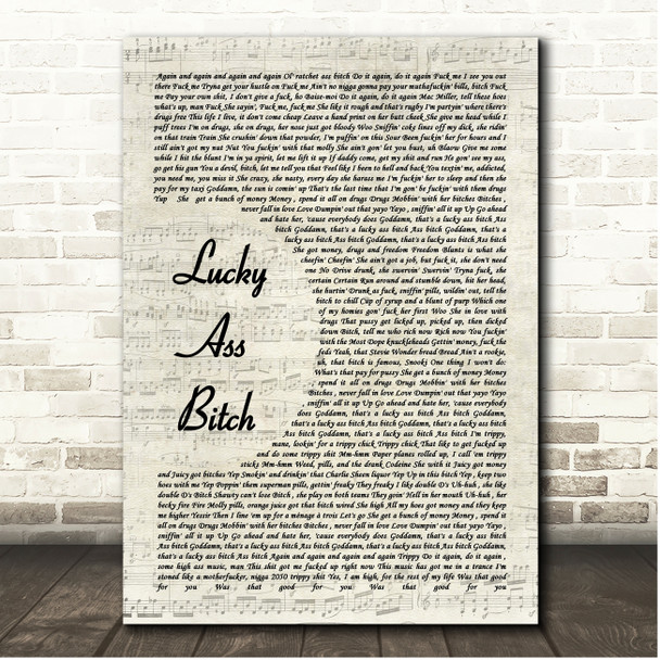 Mac Miller Lucky Ass Bitch Vintage Script Song Lyric Print