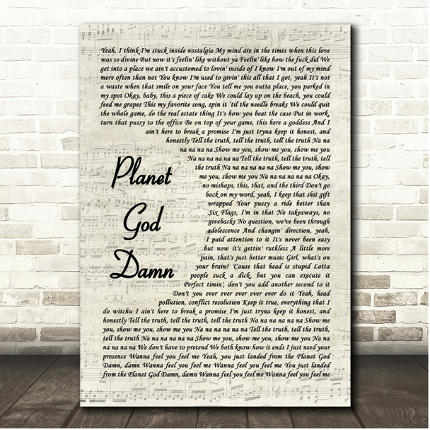 Mac Miller Planet God Damn Vintage Script Song Lyric Print