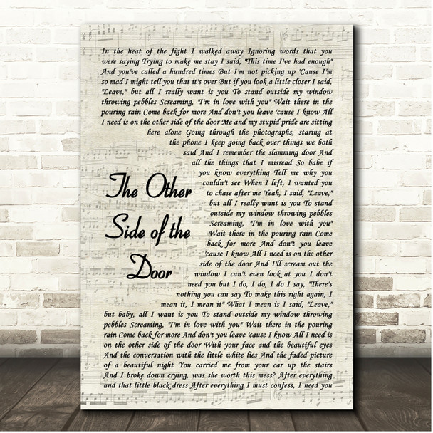 Taylor Swift The Other Side of the Door Vintage Script Song Lyric Print