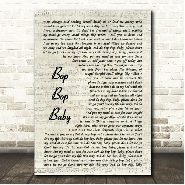 Westlife Bop Bop Baby Vintage Script Song Lyric Print