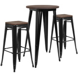 24" Round Metal Bar Table Set