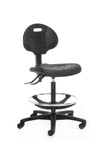 Laboratory Tech Chair 2 lever black Polyurethane fibre base