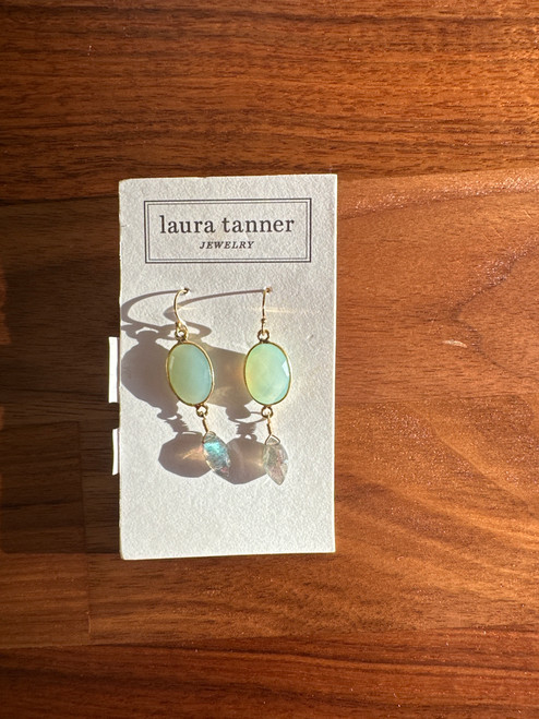 Laura Tanner Muse Chalcedony & Labradorite Gold Earrings