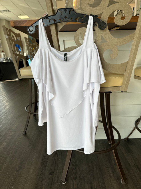 Cold Shoulder Top w/Frill White S