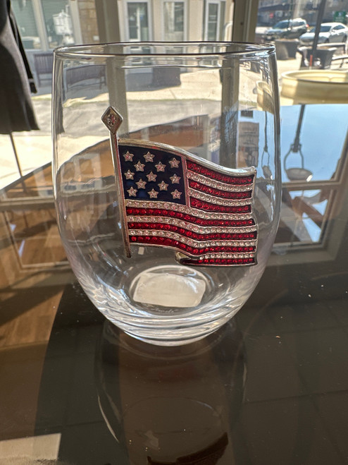 Stemless Wine Glasses American Flag Stemless