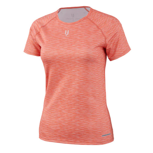 Our high-performance workout tops double as stylish everyday activewear! They are made from state-of-the-art fabric and designed to keep you comfortable — and fresh — no matter how hard you work or work out. Superior antimicrobial protection combines with ultimate wicking, cooling, and anti-static control for unsurpassed comfort that eliminates odor before it starts. Its relaxed fit allows for easy movement and moderate coverage.

Constructed with a scoop neck and short sleeves it’s perfect for layering with your favorite Iron Joc Sports Bra.  Note: these shirts have a fitted cut - for a loser fit order one size up. 90% polyester/10% spandex.