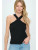 Made in USA Knit Criss Cross Sleeveless Top. Available in other Colors. Fabric content: 95% Rayon, 5% Spandex.