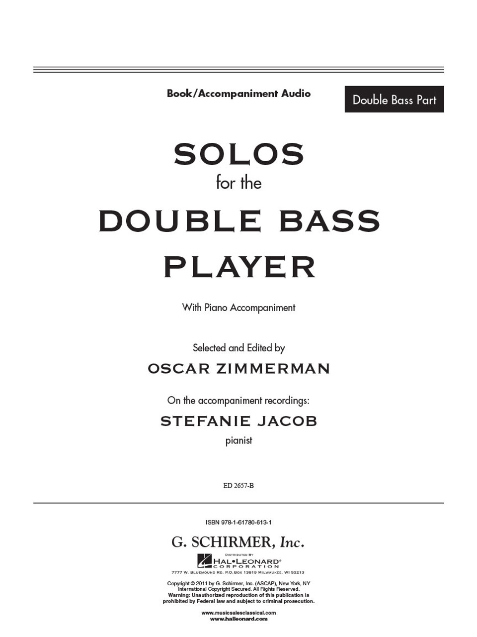 Solos for the Double Bass Player (with Piano Accompaniment