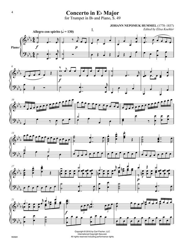 Hummel - Concerto in E♭ Major for Trumpet in B♭* and Piano, S. 49 (with ...