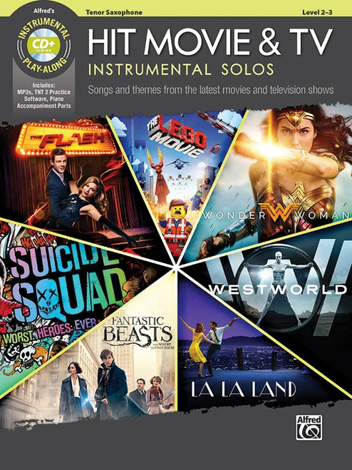 Alfred's Instrumental Play-Along - Hit Movie & TV Instrumental Solos, Level 2-3 for Tenor Sax (Book/CD Set)