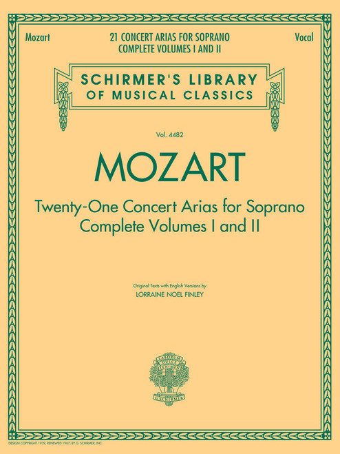 Twenty-One Concert Arias for Soprano - Complete Volumes I and II (Schirmer) - Mozart