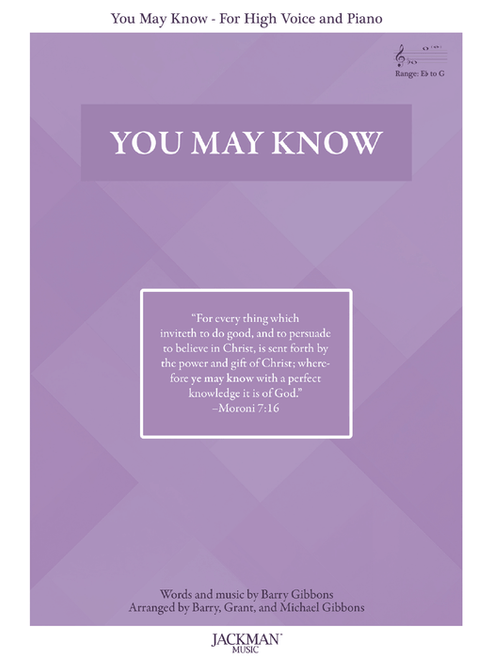 You May Know - High Voice & Piano