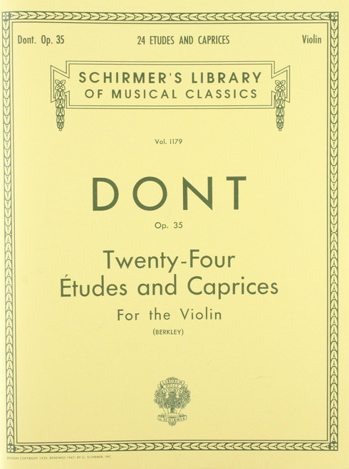 J. Dont Opus 35 Twenty-Four Etudes and Caprices for the Violin