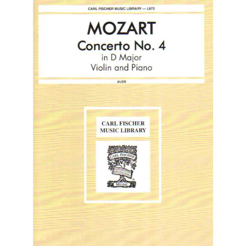 Mozart - Concerto No. 4 in D Major for Violin and Piano by Leopold Auer