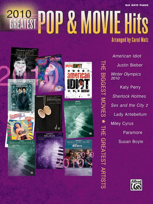 2010 Greatest Pop & Movie Hits in Big-Note Piano