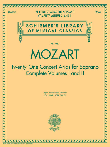Twenty-One Concert Arias for Soprano - Complete Volumes I and II (Schirmer) - Mozart