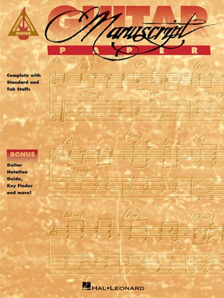 Guitar Manuscript Paper (Recorded Guitar Versions) Complete with Standard and Tab Staff