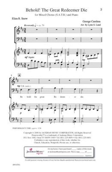 Behold the Great Redeemer - Arr. Lynn S. Lund - SATB and accompaniment