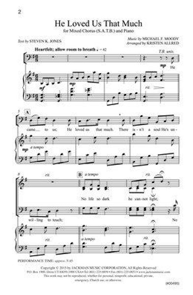 He Loved Us That Much - Arr. Kristen Allred - SATB and Piano