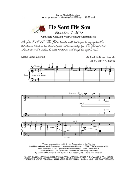 He Sent His Son (English and Spanish) - Arr. Larry Beebe - SATB, Children's Chorus, and Organ