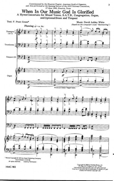 When In Our Music God is Glorified - Arr. David Ashley White - SATB, Congregation, Organ, Opt. Brass/Tympani