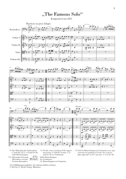 Study Score: Dragonetti - "The Famous Solo" for Double Bass and Orchestra