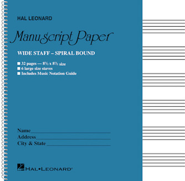Wide Staff Wire-Bound Manuscript Paper (Aqua Cover) by Hal Leonard