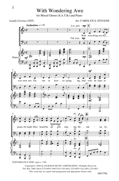 With Wondering Awe - arr. Stevens - SATB