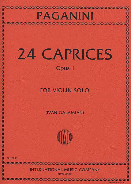 Paganini Opus 1 24 Caprices for Violin Solo by Ivan Galamian