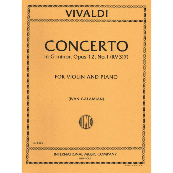 VIvaldi - Concerto in G Minor, Opus 12, No. 1 (RV 317) for Violin and Piano by Ivan Galamian