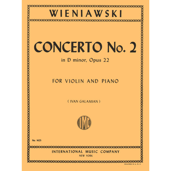 Wieniawski - Concerto No. 2 in D Minor, Opus 22 for Violin and Piano by Ivan Galamian