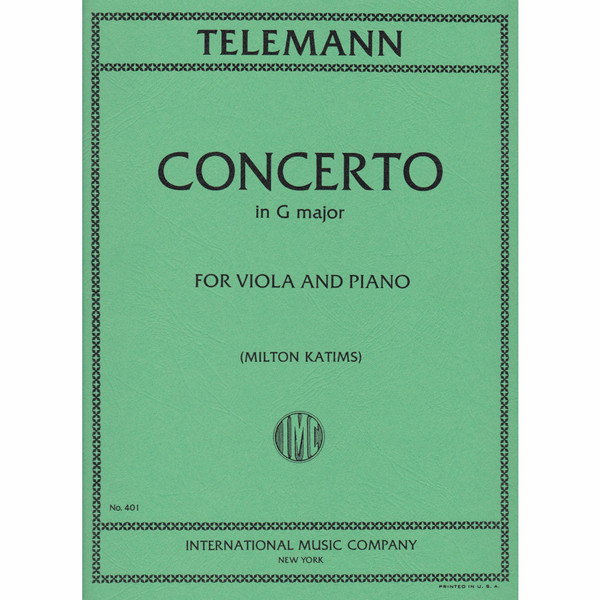 Telemann - Concerto in G Major for Viola and Piano by Milton Katims