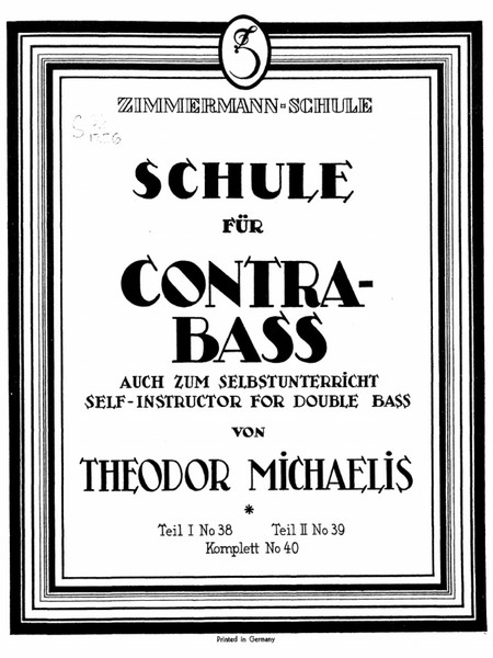 Schule Self Instructor for Double Bass by Theodor Michaelis