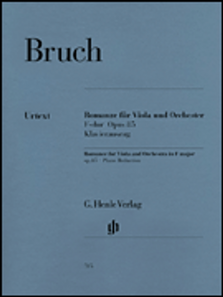 Bruch - Romance for Viola and Orchestra in F Major, Op. 85; Piano Reduction Single Sheet (Urtext) for Intermediate to Advanced Piano