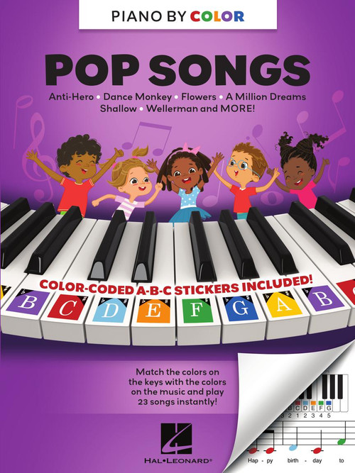 Piano By Color Pop Songs (ColorCoded ABC Stickers Included)