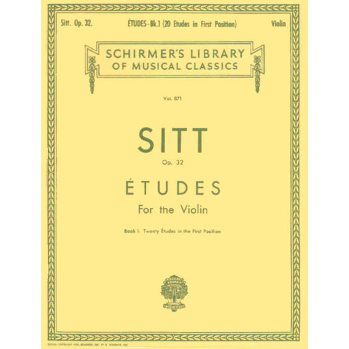 Sitt Opus 32 Etudes for the Violin Book I Twenty Etudes in the First