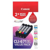 Canon CLI671XL Value Pack (B, C, M, Y)