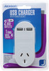 Jackson 1 Outlet with 2 USB Charging Ports (1A Total) - White