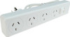 Jackson 4 Outlet Surge Protected Powerboard with Master Switch - 90cm Lead / White