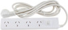 Jackson 4 Outlet Surge Protected Powerboard with Master Switch - 3m Lead / White