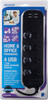 Jackson 4 Outlet Surge Protected Individually Swtched Powerboard with 4 x USB Charging Ports (1A Total) - 1m Lead / Black