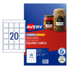 Avery Label Gloss Square L7124 45 x 45mm 20 Up Pack 10