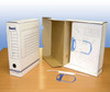 Box File A4 Archive Box with Tubefast Fastener Arnos F505CB Pack of 5 White printed Blue