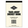 Restaurant Docket Book Zions Take Away 100 Numbered Dockets